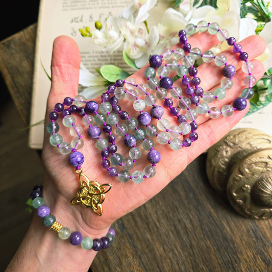 Mala Ether - Eveil spirituel - Fluorite, Améthyste et Charoïte - n°2