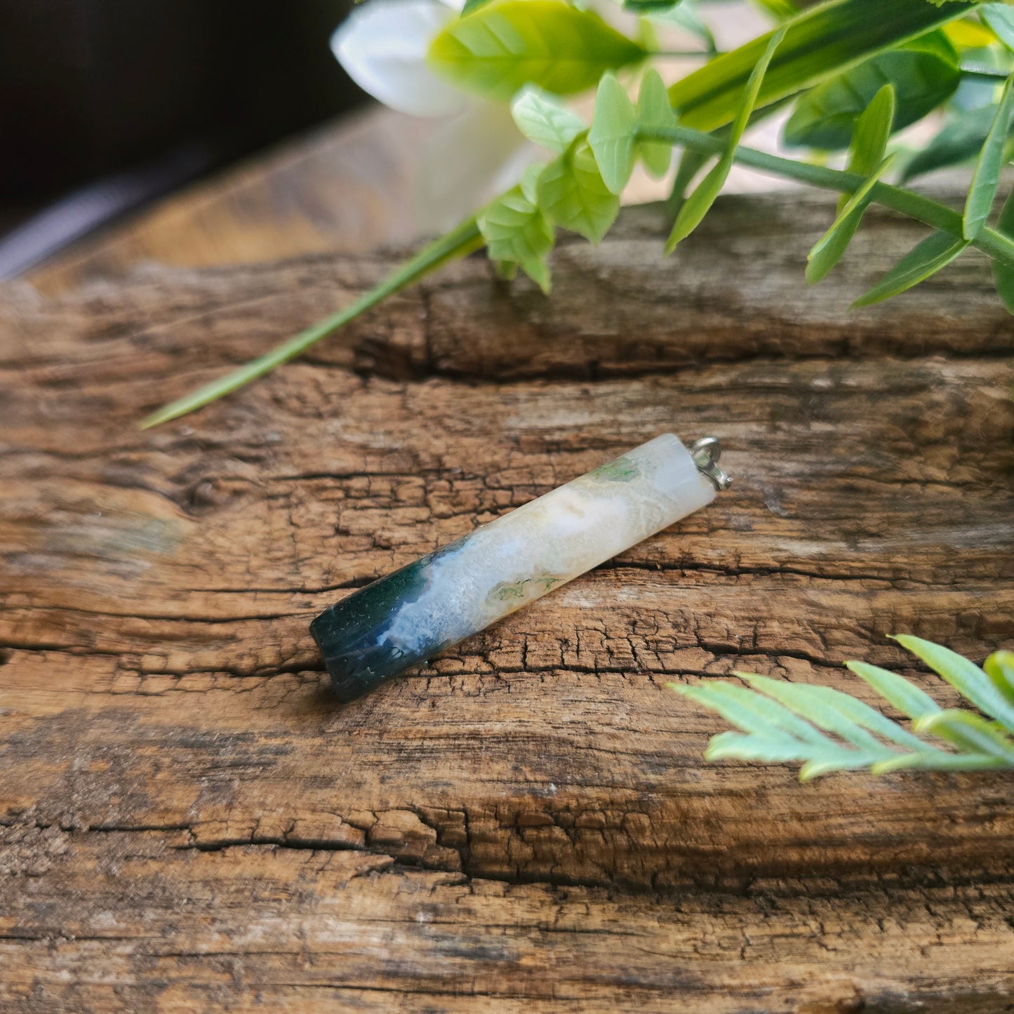 Pendentif Totem en Agate mousse - n°3