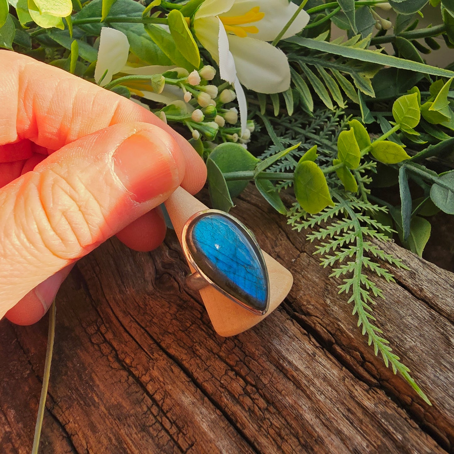 Bague réglable n°2 - Labradorite - Argent  925