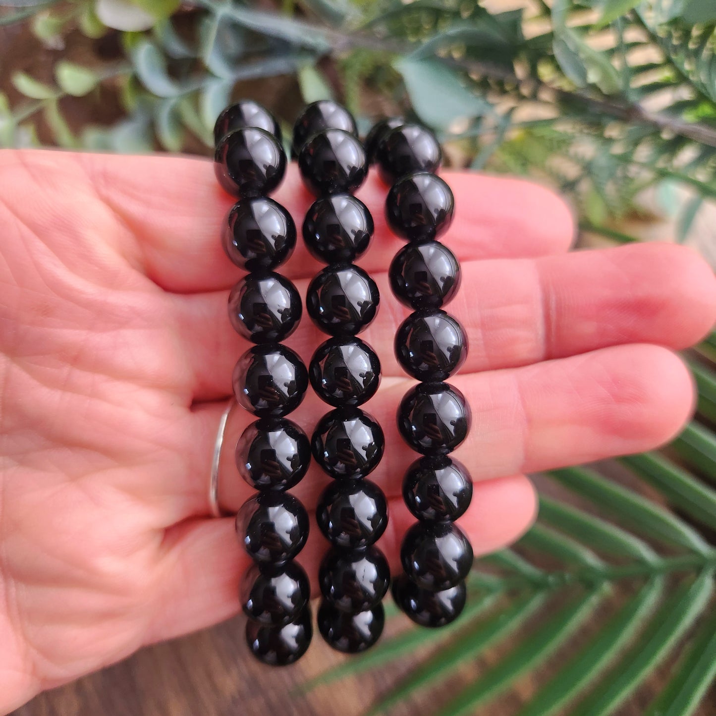 Bracelet en Obsidienne noire - 10mm