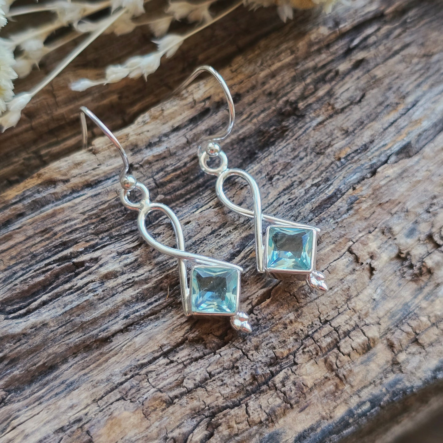 Boucles d'oreilles en Aigue marine - n°1 - Argent 925
