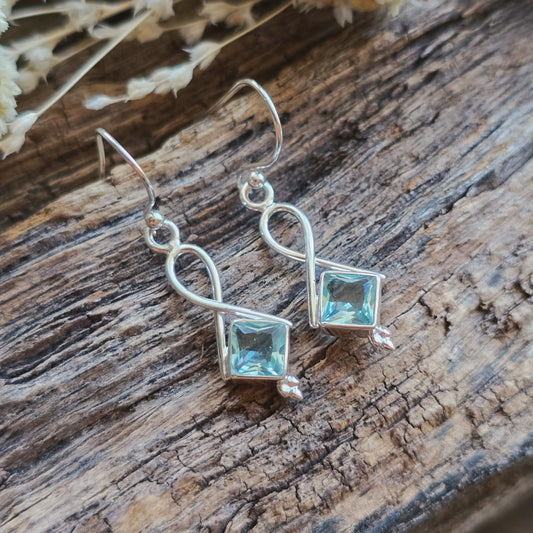 Boucles d'oreilles en Aigue marine - n°1 - Argent 925