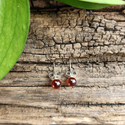 Boucles d'oreilles en Cornaline - Clous - Argent 925