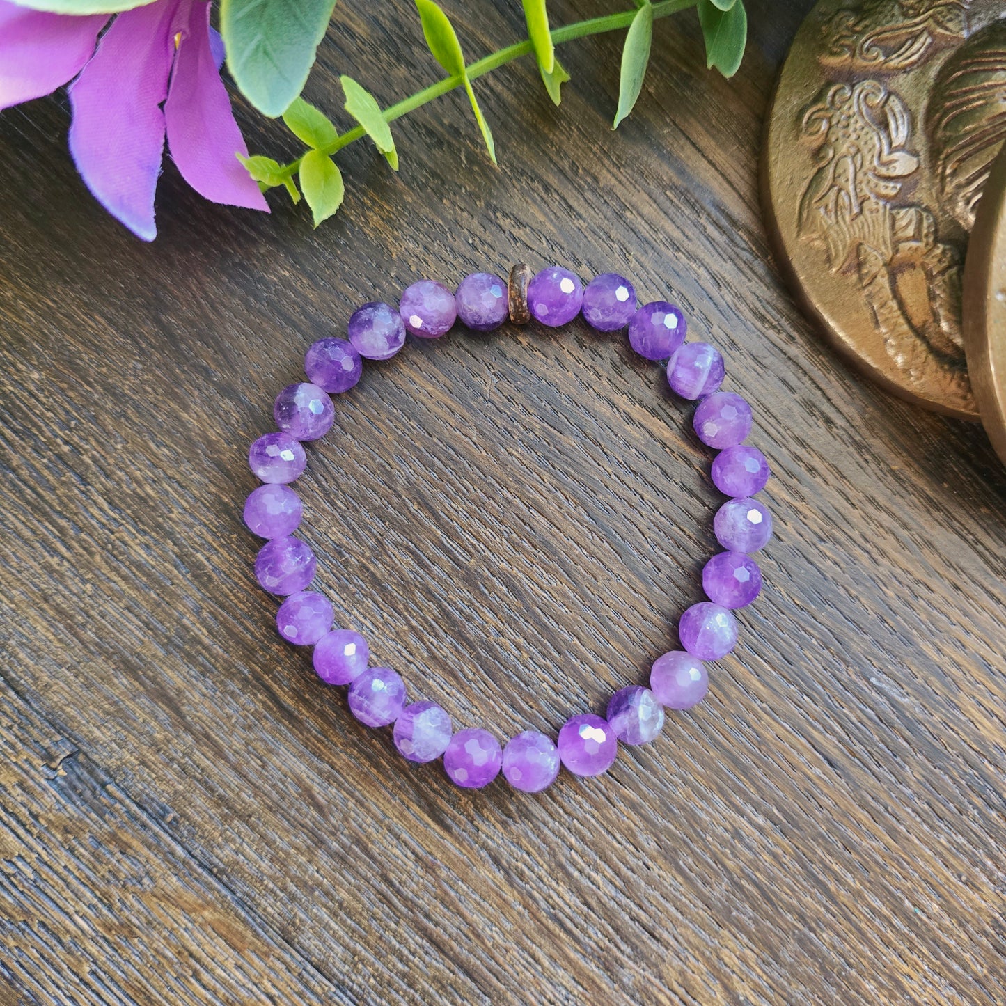 Bracelet en Améthyste - perles facettées - 8mm