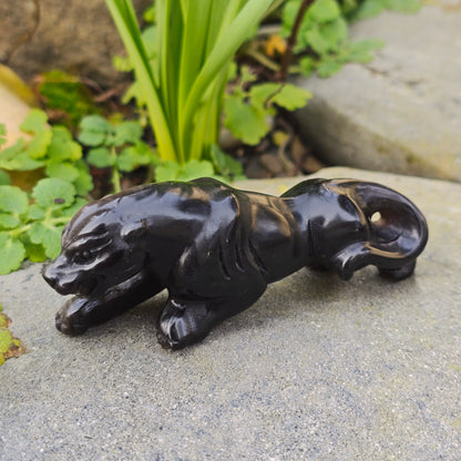 Léopard en Obsidienne argentée