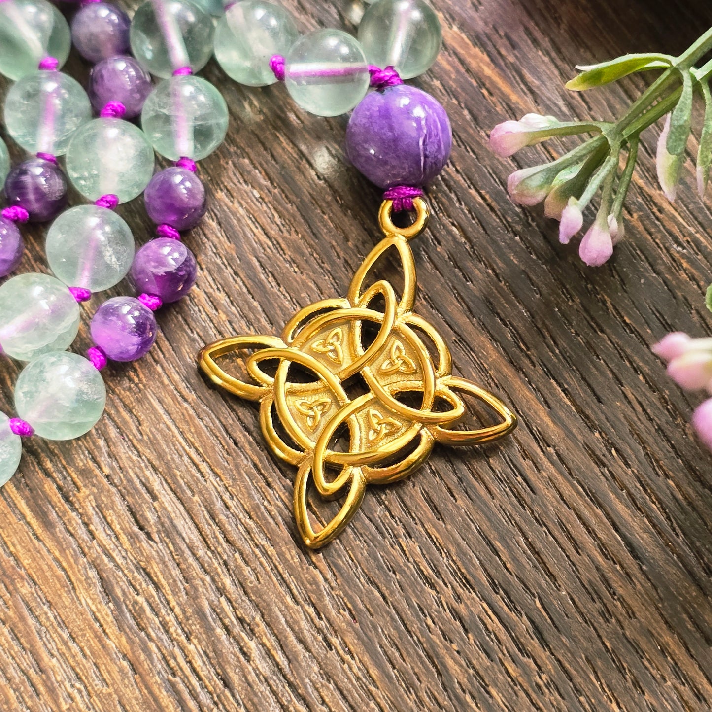 Mala Ether - Eveil spirituel - Fluorite, Améthyste et Charoïte - n°2