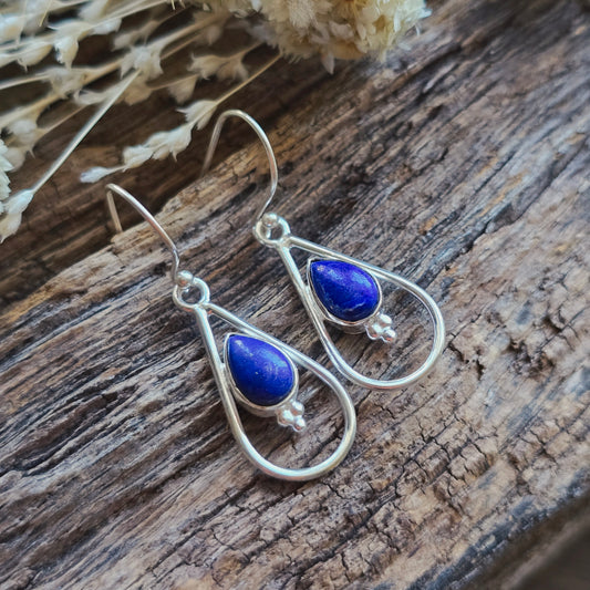 Boucles d'oreilles en Lapis lazuli - Goutte n°1 - Argent 925