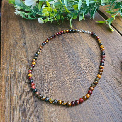 Collier en Œil de tigre & Œil de taureau