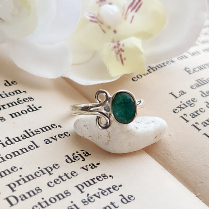 Bague réglable Vénus - Emeraude - Argent 925