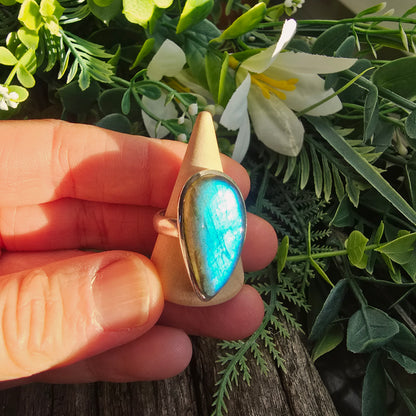 Bague réglable n°2 - Labradorite - Argent  925