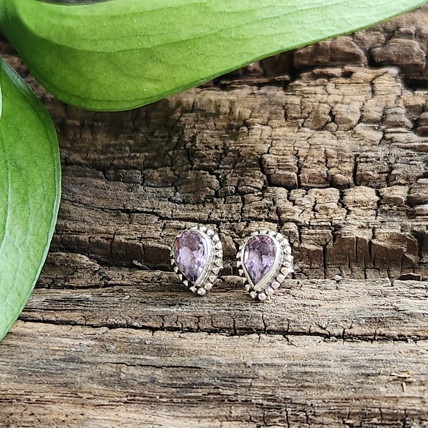 Boucles d'oreilles en Améthyste - Clous - Argent 925