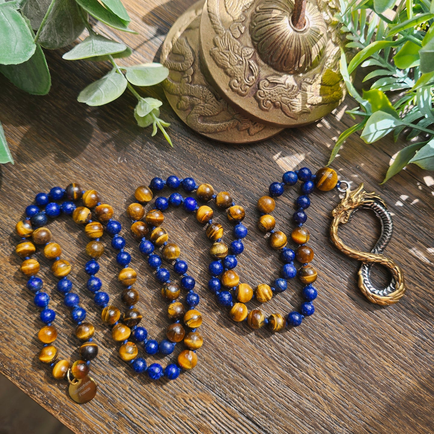 Mala Protection & Sagesse - Lapis-lazuli et Œil de tigre - Dragon