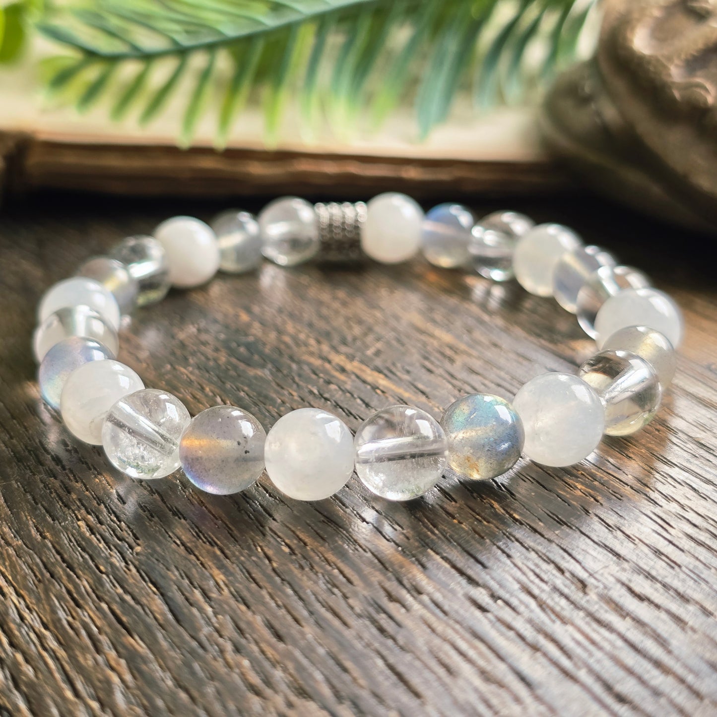Bracelet Air - Paix intérieure - Pierre de lune, Labradorite et Cristal de roche