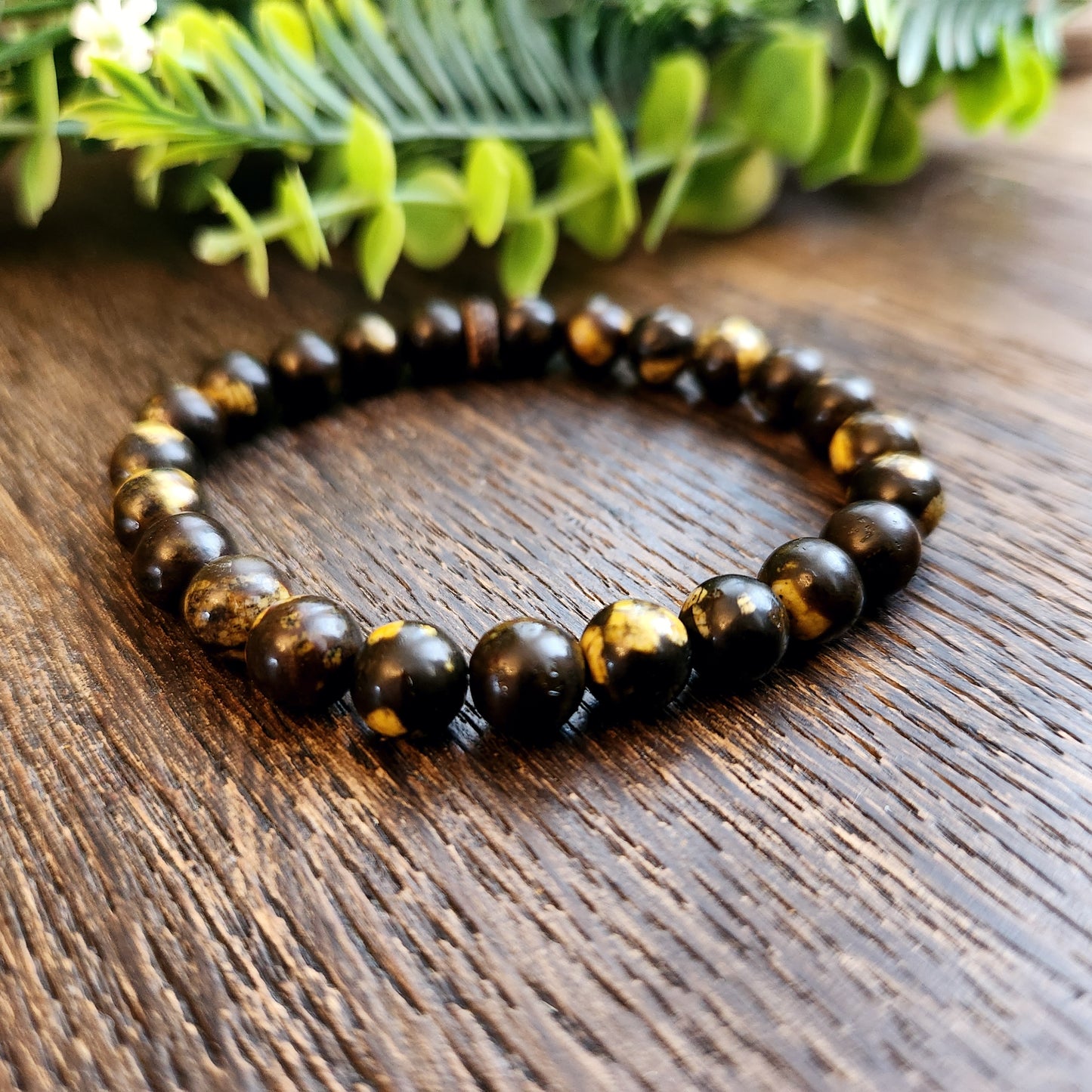 Bracelet en Jaspe brun et jaune - 8mm